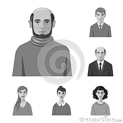 Vector design of face and person sign. Collection of face and portrait stock vector illustration. Vector Illustration