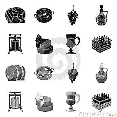 Vector design of farm and vineyard symbol. Collection of farm and product stock symbol for web. Vector Illustration
