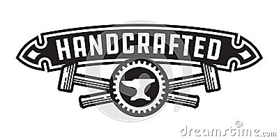 Handcrafted design or badge with hammers Vector Illustration