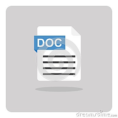 DOC document format file icon. Vector Illustration