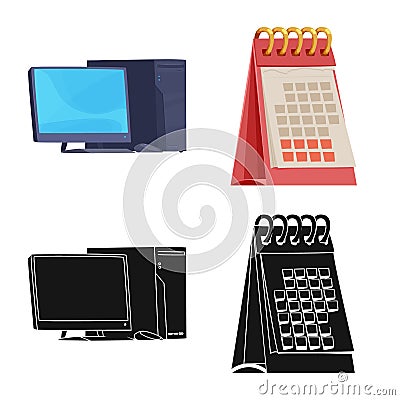 Isolated object of furniture and work logo. Collection of furniture and home stock vector illustration. Vector Illustration