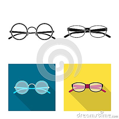 Vector design of glasses and frame logo. Collection of glasses and accessory vector icon for stock. Vector Illustration