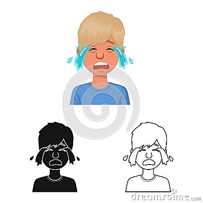 Vector design of guy and cry icon. Set of guy and tears stock symbol for web. Vector Illustration