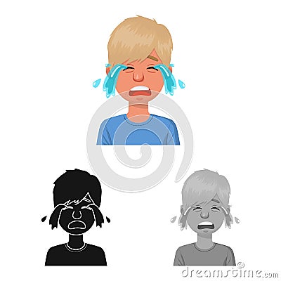 Vector design of guy and cry logo. Set of guy and tears stock symbol for web. Vector Illustration