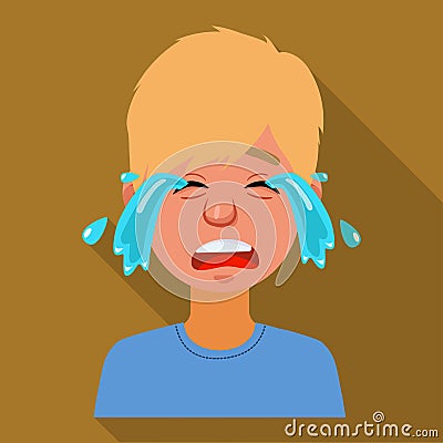 Vector design of guy and cry sign. Set of guy and tears vector icon for stock. Vector Illustration