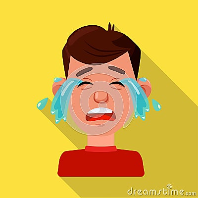 Vector design of guy and cry symbol. Collection of guy and tears stock vector illustration. Vector Illustration