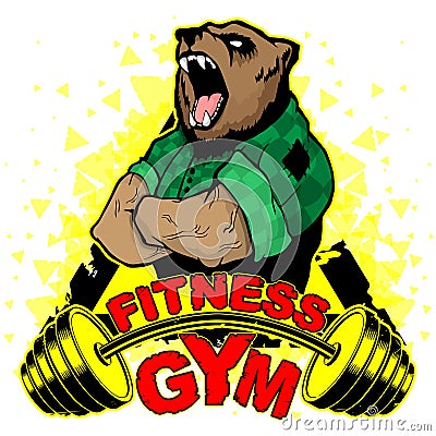 Vector design for a gym with an abstract image of a strong bear. Vector Illustration