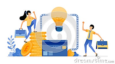 Vector Design of Ideas for managing finances. financial sector system for debt, loans, credit cards, banking access. illustration Vector Illustration