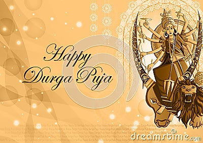 Indian Goddess Durga sculpture for Durga Puja holiday festival of India in Dussehra Vijayadashami Navratri Vector Illustration