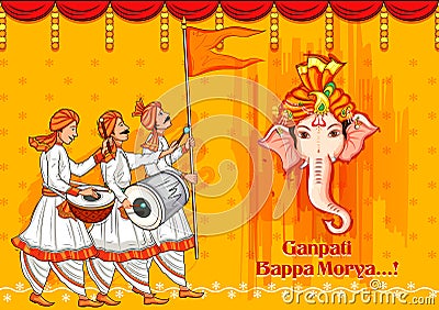 Indian Lord Ganpati for Ganesh Chaturthi festival of India Vector Illustration