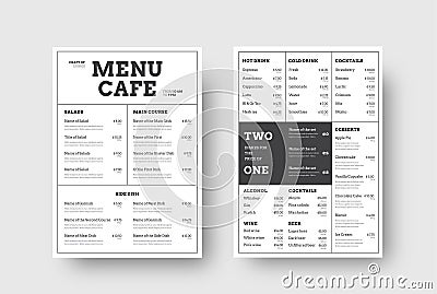 Vector design menu for cafes and restaurants with the division i Vector Illustration