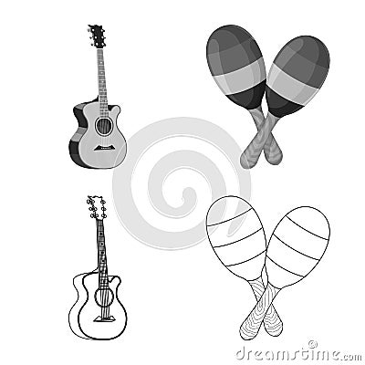 Isolated object of music and tune logo. Set of music and tool stock symbol for web. Vector Illustration