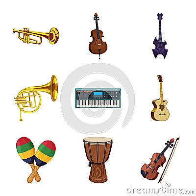 Isolated object of music and tune sign. Set of music and tool vector icon for stock. Vector Illustration