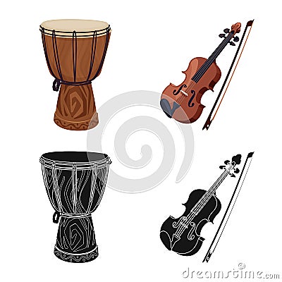 Isolated object of music and tune sign. Collection of music and tool stock symbol for web. Vector Illustration