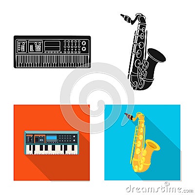 Isolated object of music and tune sign. Collection of music and tool stock symbol for web. Vector Illustration