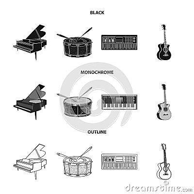 Isolated object of music and tune symbol. Set of music and tool stock vector illustration. Vector Illustration