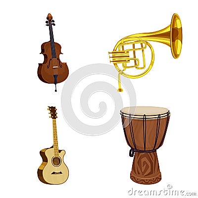 Vector design of music and tune sign. Set of music and tool vector icon for stock. Vector Illustration