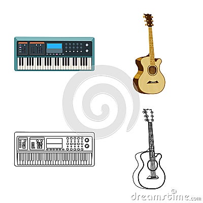 Isolated object of music and tune symbol. Collection of music and tool stock vector illustration. Vector Illustration
