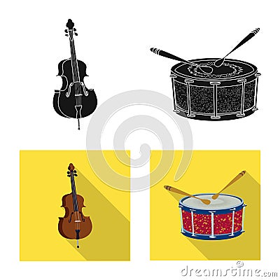 Vector design of music and tune sign. Set of music and tool stock vector illustration. Vector Illustration