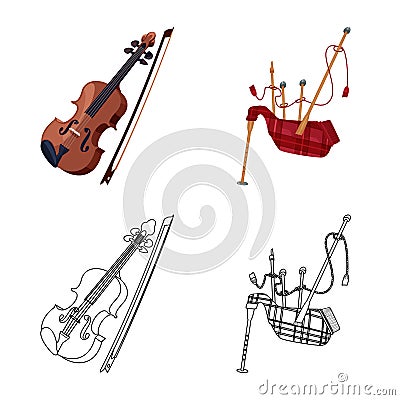 Isolated object of music and tune symbol. Collection of music and tool vector icon for stock. Vector Illustration