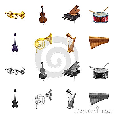 Isolated object of music and tune icon. Set of music and tool stock vector illustration. Vector Illustration