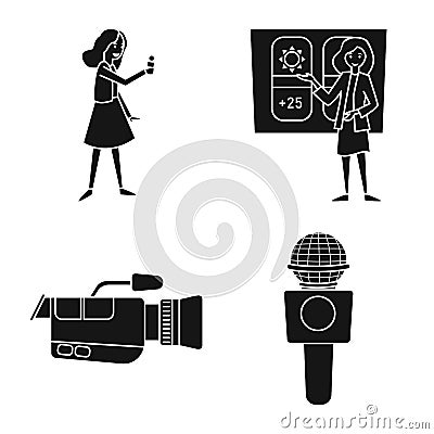 Vector design of news and studio logo. Set of news and live stock vector illustration. Vector Illustration