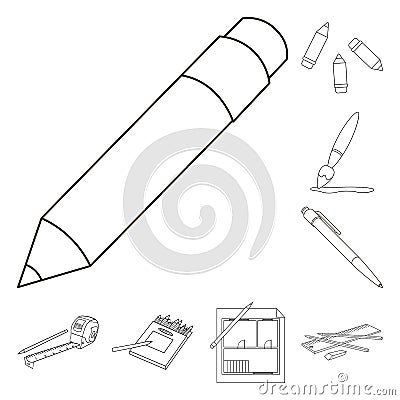 Isolated object of pencil and sharpen logo. Collection of pencil and color stock symbol for web. Vector Illustration