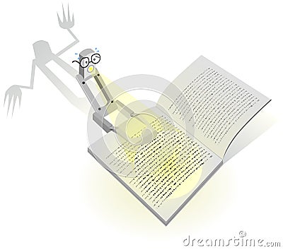 Vector design with a reading lamp and scary book. Vector Illustration