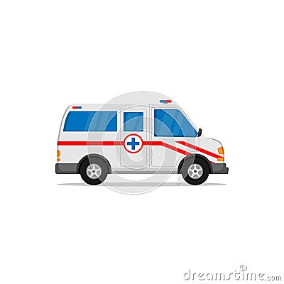 vector design red striped white ambulance Vector Illustration