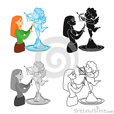 Vector design of sculpture and ice logo. Collection of sculpture and angel vector icon for stock. Vector Illustration