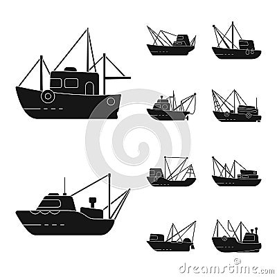 Vector design of shipping and yacht symbol. Collection of shipping and fishing stock vector illustration. Vector Illustration