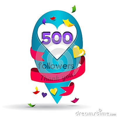 Thank you 500 followers card. Banner for Social Networks. Vector Illustration