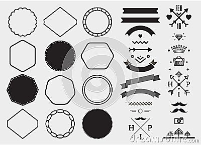 Vector design template set, collection for making badge, logo, stamp. Vector Illustration