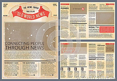 Vector design template of vintage newspaper Vector Illustration