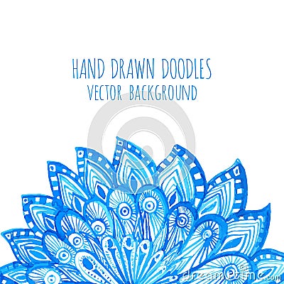 Vector design template with watercolor blue doodle Vector Illustration