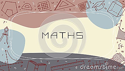 Vector design templates for Maths in simple modern style with line school elements Vector Illustration