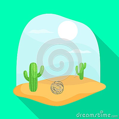 Vector design of tumbleweed and cactus icon. Collection of tumbleweed and west stock vector illustration. Vector Illustration