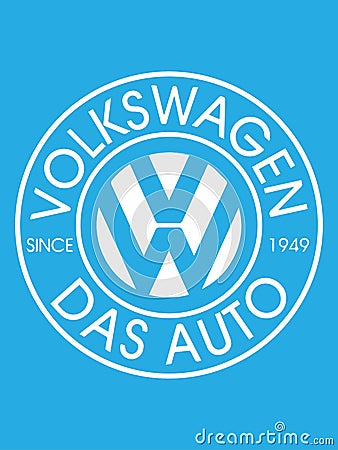 BUCHAREST,ROMANIA- JULY 2, 2019 : Vector design of Volkswagen logo placed on light blue background. Volkswagen is a German Vector Illustration