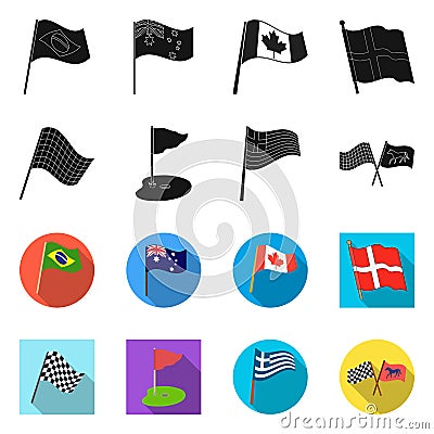Isolated object of world and flag symbol. Collection of world and ribbon stock symbol for web. Vector Illustration