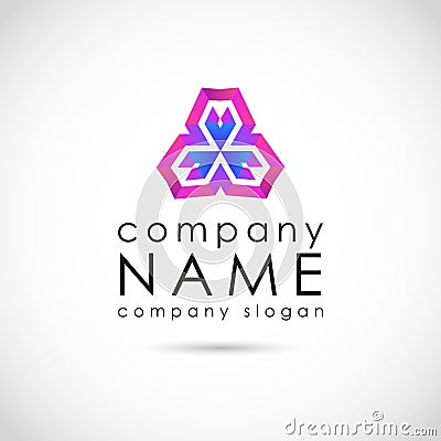 Vector design for your company logo, abstract purple icon. Modern 3d logotype, business corporate template. Vector Illustration