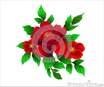 Vector designer flower red natural leaves herbs in watercolor style. Decorative beauty elegant illustration for design Vector Illustration