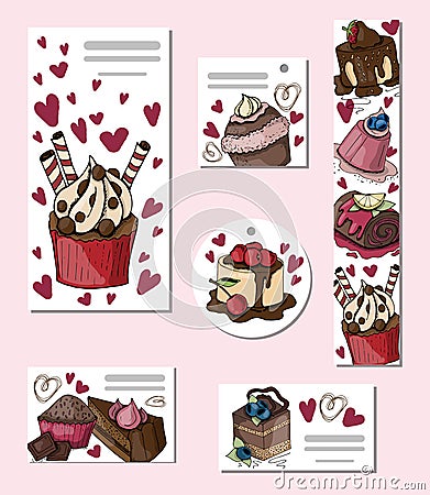 Vector desserts and sweets Vector Illustration