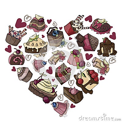 Vector desserts and sweets Vector Illustration