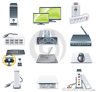 Vector detailed computer parts icon set. Part 2 Vector Illustration