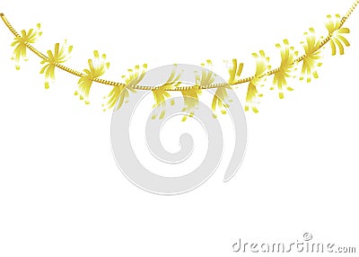 Vector detailed tinsel isolated on white background. Gold christmas decoration. Golden garland for holiday design. Stock Photo