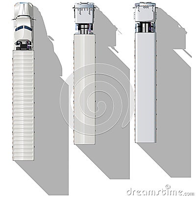 Vector detailed top-view semi-trucks set Stock Photo