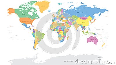 Vector Detailed World Map Vector Illustration