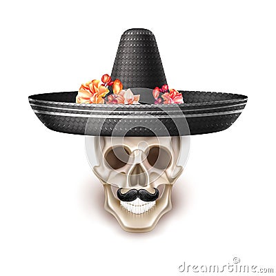 Vector dia de los muertos day of dead skull flower Vector Illustration