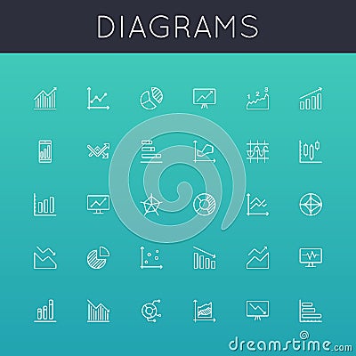 Vector Diagrams Line Icons Vector Illustration