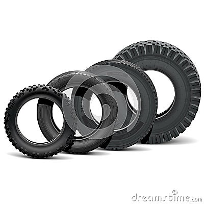 Vector Different Vehicle Tires Vector Illustration